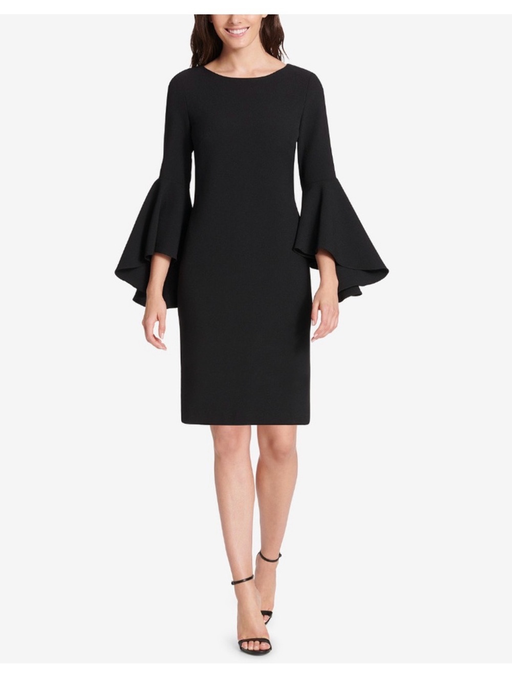 Jessica Howard Black Bell-Sleeve Sheath Dress